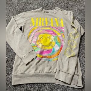 Nirvana sweatshirt Women's 
Small Oversized Colorful Tie‎ Dye Crew Neck smiley